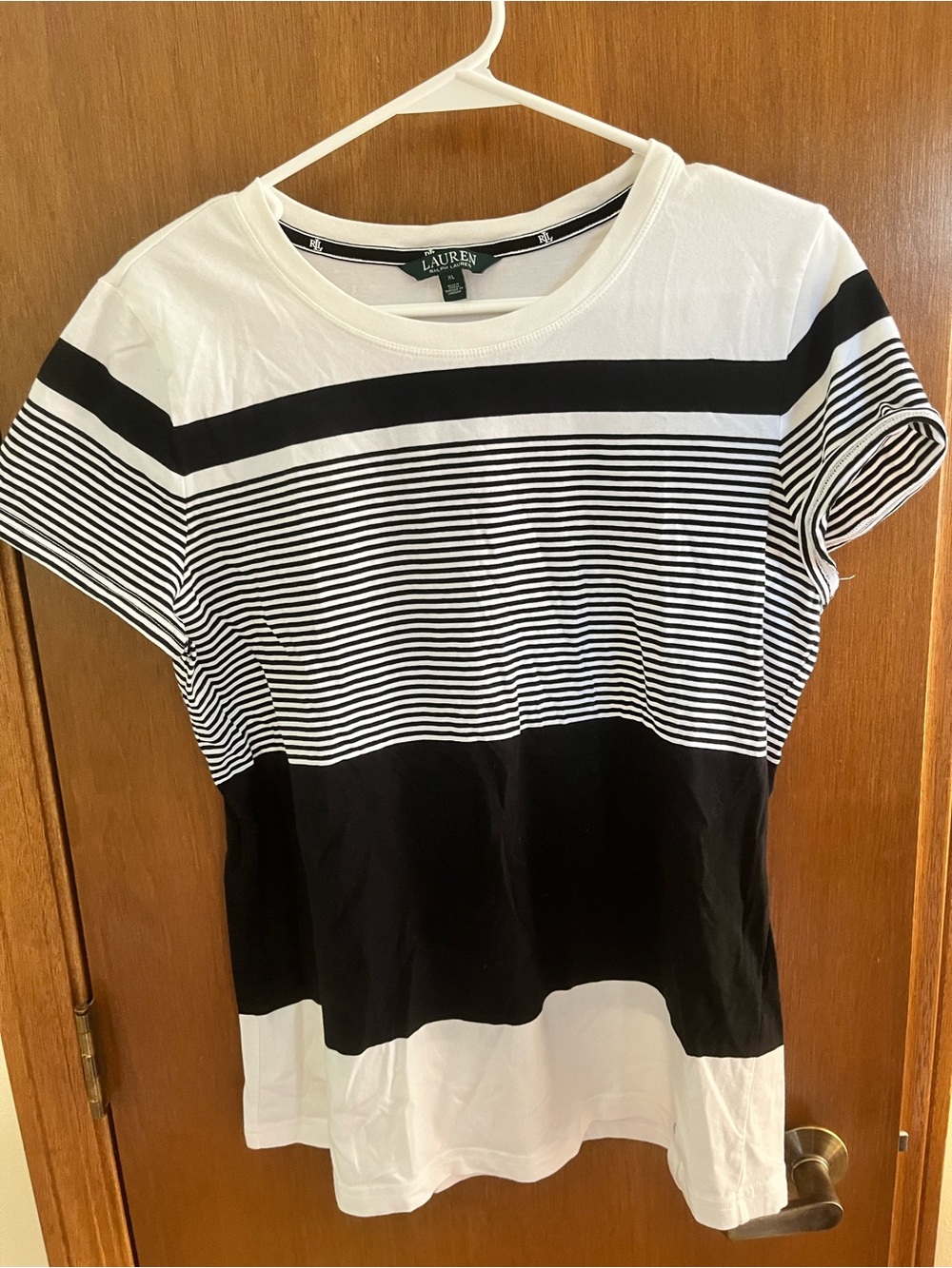 Ralph Lauren Black and White Striped Short Sleeve Tee